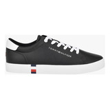 Tenis Tommy Ramoso Negro Con Suela Blanca 100% Original 