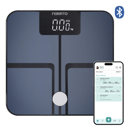 Femmto Balanza Digital Baño Bluetooth Personal Corporal Personas 180kg Grasa Corporal Masa Muscular Metabolismo Basal Bioimpedancia