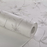 Papel De Parede Importado Tnt Floral Off White Cinza