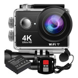 Câmera De Ação 4k Esporte Wifi Controle Capacete + Microfone