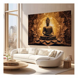 Quadro Grande Decorativo Para Sala Buda Dourado Yoga 