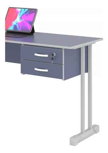 Mesa Escrivaninha Ethos 120cm 2gav Com Chave Pés Metal 