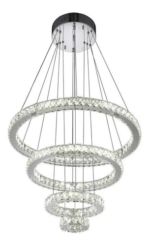 Lustre Cristal Aliança 4 Aros 3 Em 1 + Controle