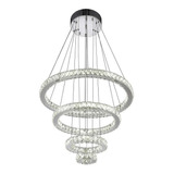 Lustre Cristal Aliança 4 Aros 3 Em 1 + Controle