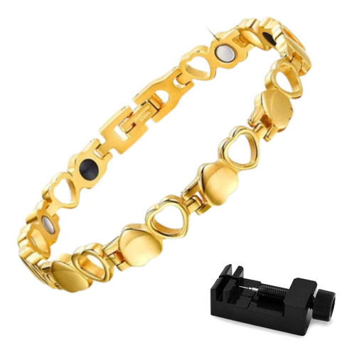 Pulseira Bracelete Feminina Coração Semi Jóia Ouro 18k Luxo