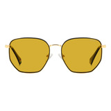 Gafas De Sol Polaroid Pld 6214 /s/x Color Amarillo Lente Amarillo Varilla Dorado Armazón Dorado Diseño Redondo