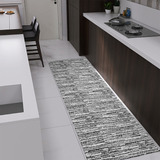 Tapete Passadeira Antiderrapante 200x45 Jacquard Preto Comprimento 200 Cm Cor Creme Desenho Do Tecido Geométrico Largura 45 Cm