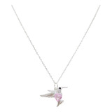 Cadena De Plata 925 Colibrí Corazón Rosa