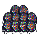 Kit 10 Canhão Refletor Par 64 Slim Rgbwa 60 Led 3w Ambar Dmx