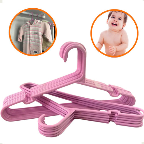 Kit Cabide Infantil Bebê 30 Unidades Rosa Resistente