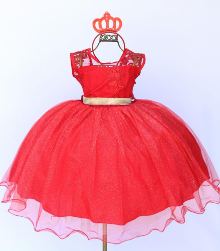 Vestido Festa Infantil Princesa Formatura Daminha Com Luvas 