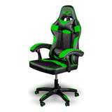 Silla De Escritorio Steelpro Rocket 2.0 Sin Reposapiés Gamer Ergonómica  Negra Y Verde Con Tapizado De Cuero Sintético