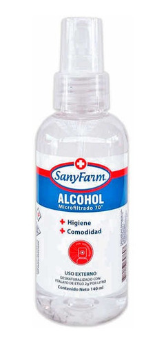 Alcohol Microfiltrado Spray Para Mano Sanyfarm 140ml