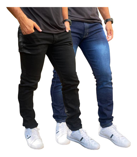 Kit 2 Calças Jeans Masculina Slim Skinny Casual Algodão Moda