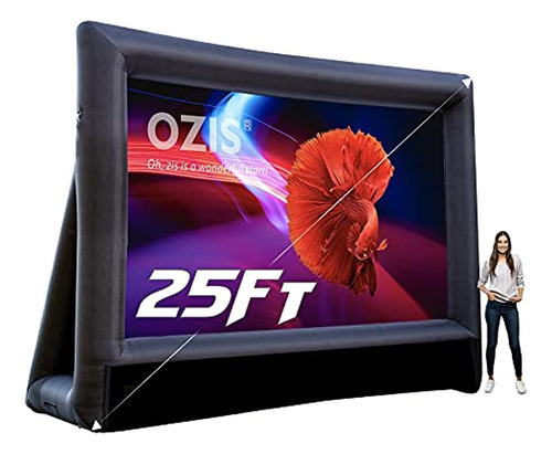 Ozis 25ft Inflable Pantalla De Cine Para Proyector Al Aire L