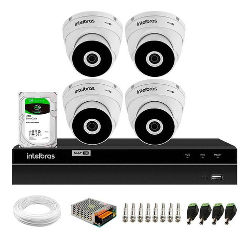 Kit Intelbras 4 Câmera 3230 D Dome Full Hd Dvr 1204 4ch 2tb