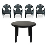Conjunto Mesa Redonda Desmontável + 4 Cadeiras Diamond Preta