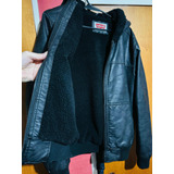 Campera Levis De Corderito Simil Cuero Negro