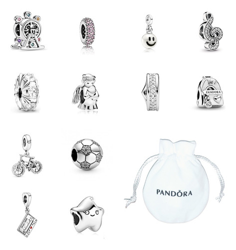 Charms Pandora Originales Variados, Incluye Bolsa Cubrepolvo