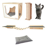 Kit Nicho Gatos Almofada Prateleiras Ponte Arranhador - 6pcs