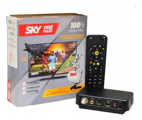 Receptor Sky Pre Pago Hd + Recarga Digital 12 Meses