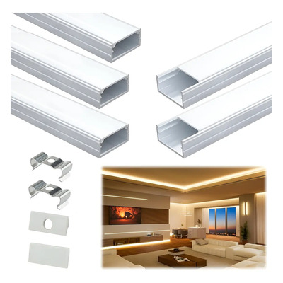 Perfil Aluminio LED Banna 5 Uds 5m Tiras Luz Canal U Para Muebles | MercadoLibre