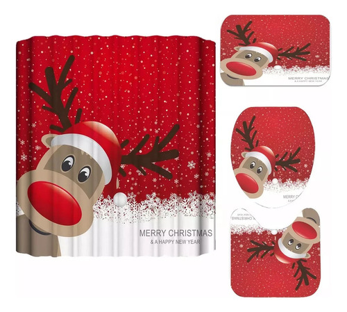 Juego De Cortinas De Ducha De Navidad Papá Noel/decoración