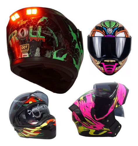 Casco Moto Kov Abatible Luz Led Stelar Gafa Dot +regalo 2024