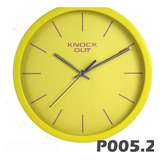 Reloj De Pared Knock Out P005 30cm Diametro Verde / Amarillo