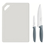 Set Cocina Cuchillo Plenus + Tabla Para Corte Tramontina 3pz