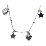 Pulsera Plata 925 Italiana Con Dijes Corazon Y Estrella Gtia