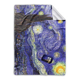 Frazada Cover Me Polar Con Diseño Starry Tardis Van Gogh/azul