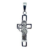 Cruz Calada Con Santa Muerte (deperlá Plata)