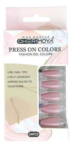 Press On Nail Tip Forma Coffin Color Coral Oscuro Cherimoya