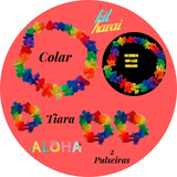 Kit Colar Pulseiras E Tiara Havaiano Plástico Colorido