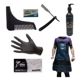 Kit Barber Delantal + Guantes + Navaja + Shaving Gel + Peine