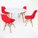 Conjunto Mesa Eiffel Branca 100cm + 4 Cadeiras Eames Design