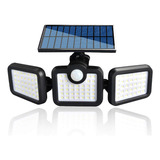 Luz Solar Led 108 Lámpara Triple Cabezal Ajustable Ip65 Con