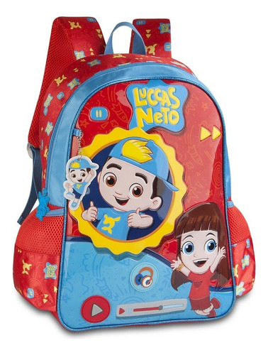 Mochila De Costas Escolar Infantil Do Lucas Neto Clio Cor Vermelho