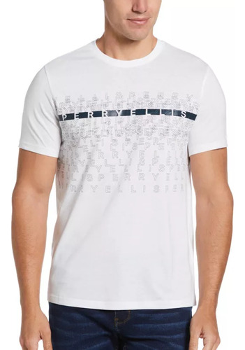 Playera Perry Ellis Logo Blanco Hombre 4hsk7148126