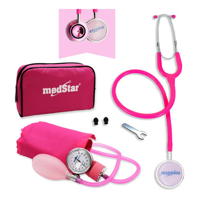 Kit Baumanómetro Aneroide Con Estetoscopio De Doble Campana Color Rosa Duplex Medstar, Brazalete De 23-32 Cm, Tamaño Estándar | Envío gratis