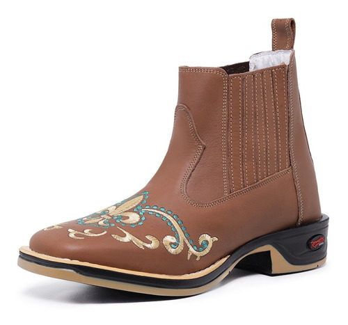 Bota Country Feminina Texana Cano Curto De Couro