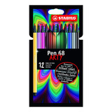 Caneta Stabilo Pen 68 Arty Estojo C/12 Cores