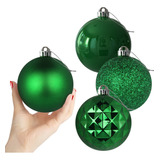 Juego De 4 Bolas De Navidad Color Verde Esmeralda Xl (4.0 Pu