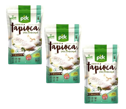 3 X Harina De Tapioca Pdk 500g C/u Sin Tacc Apto Vegano - Dw