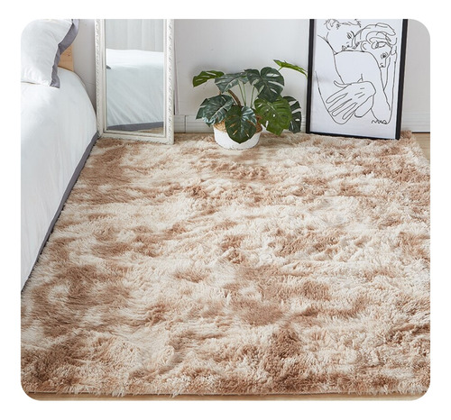 Alfombras Peluditas Antideslizante 180x200 Cm Beige Jaspeado