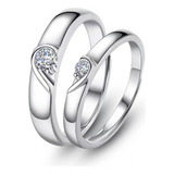 2 Anillos Promesa Plata Fina 925 Corazon Parejas Compromiso