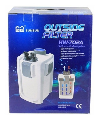 Canister Sunsun Hw-702b C/ Uv 9w 1000l/h Filtro Para Aquario