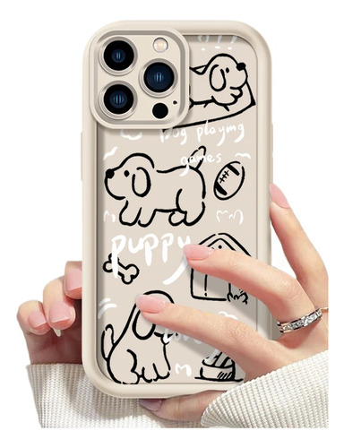 Capa De Telefone Engraçada Sketch Puppy Para iPhone 11 12 13