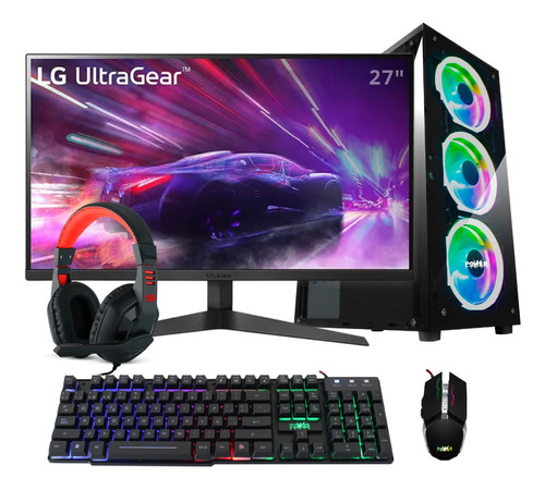 Pc Gamer Rgb Ryzen 5 5600g + 32gb + Ssd 512gb + Monitor 27''